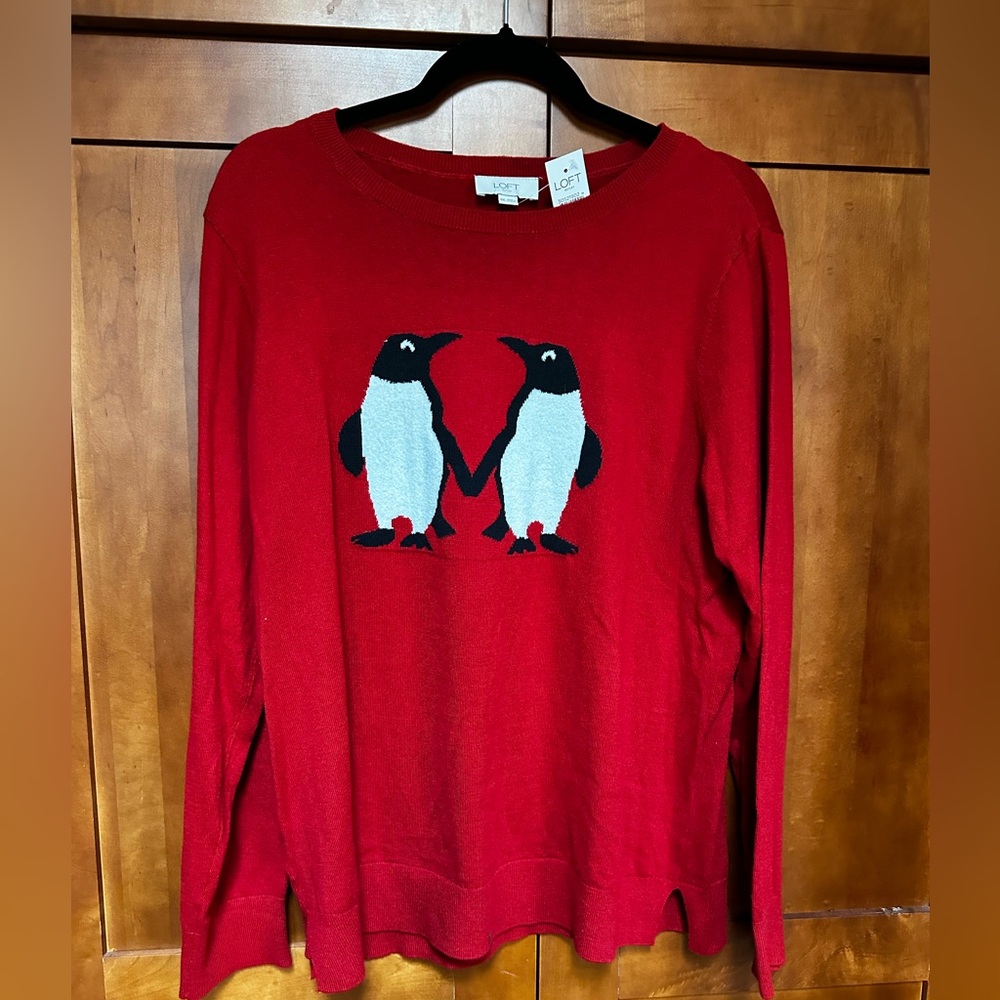 Loft outlet Penguin red sweater. Long sleeve. XXL. New with Tags